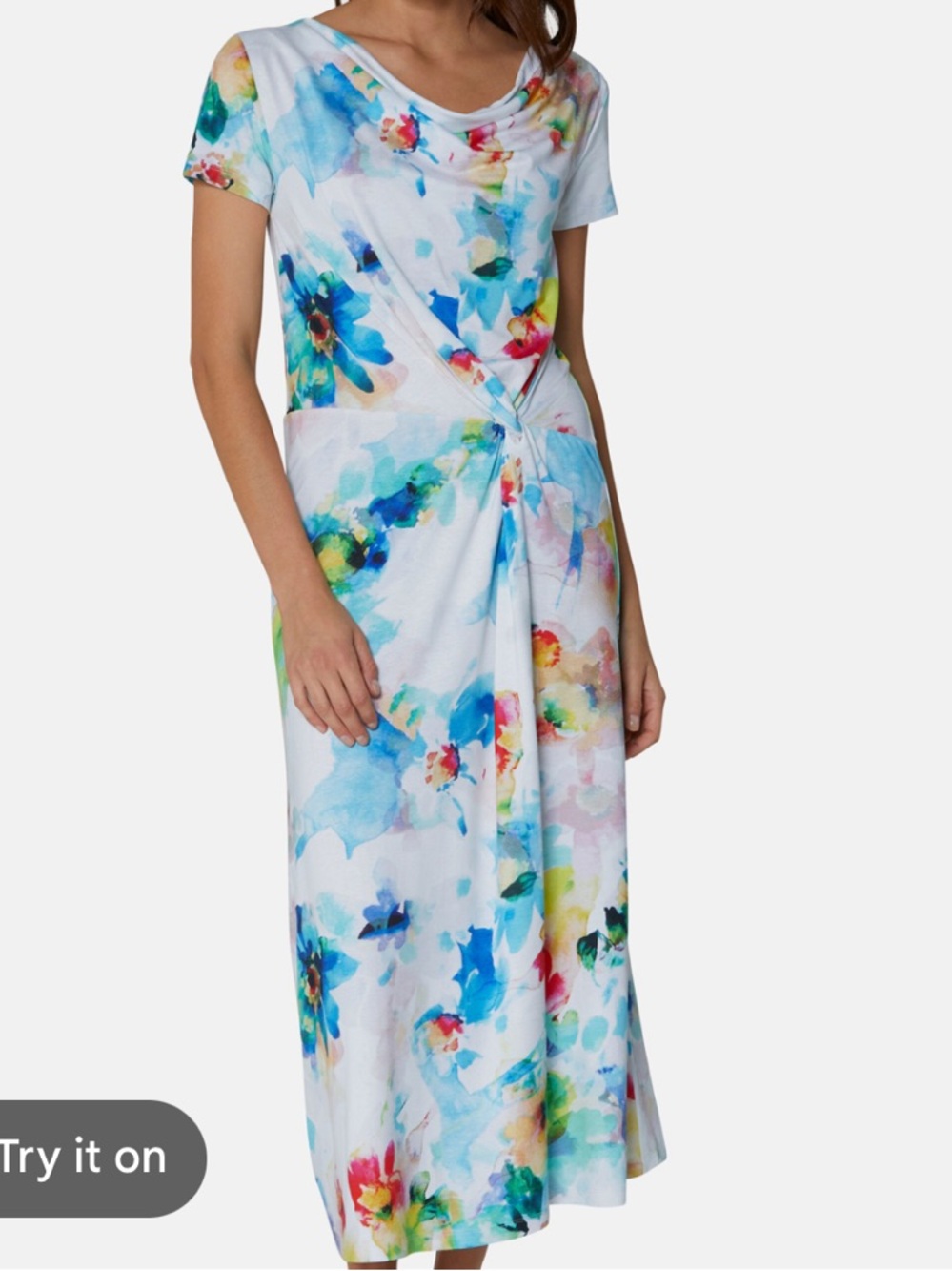 Madeline Mode Womens Colorful Watercolor Floral Print Midi Dress Plus Size 16